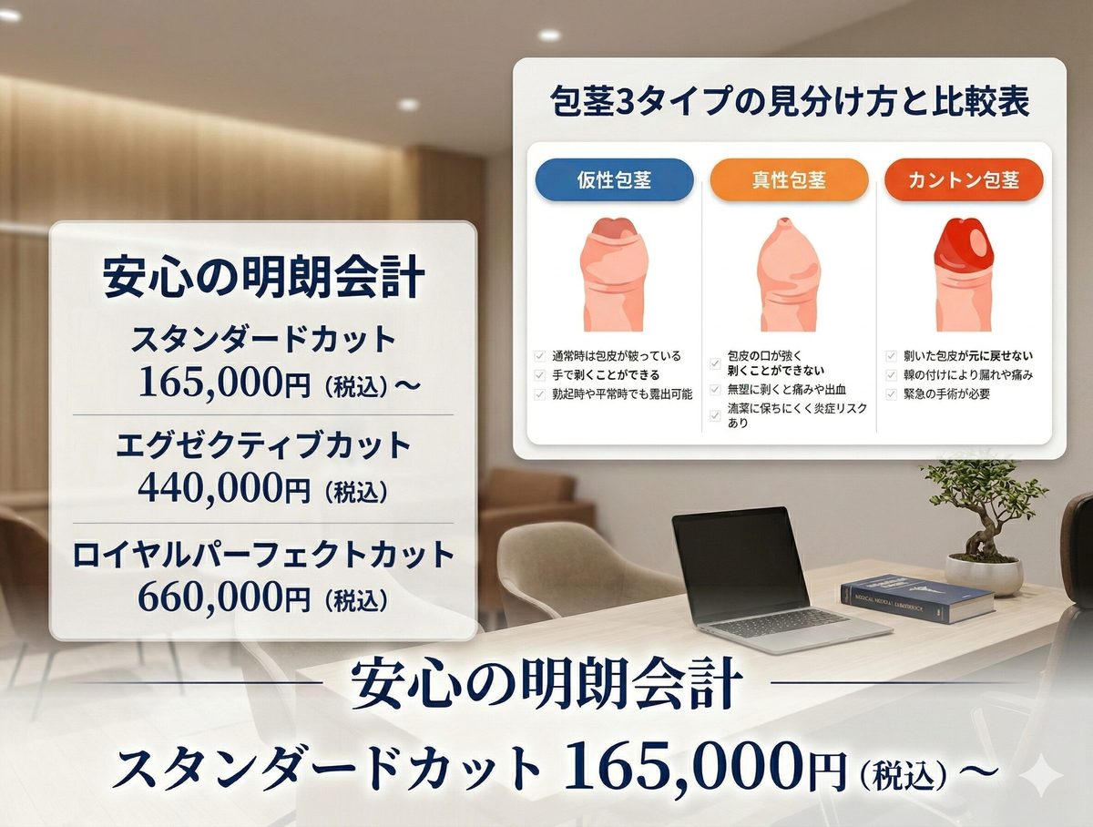 泌尿器科医が徹底解説！包茎の3タイプ（真性・カントン・仮性）の見分け方から手術費用・リスクまで