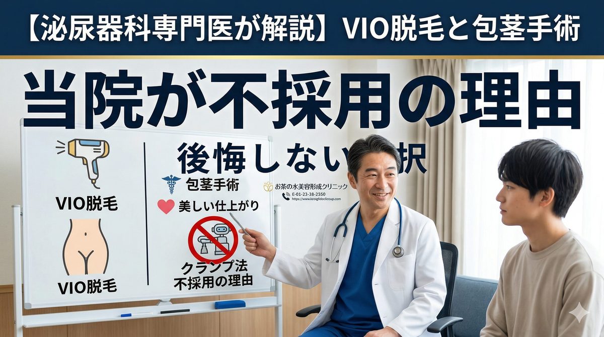 包茎手術の「根部切除法」は傷跡が目立たない？当院が採用しない理由と、VIO脱毛時代の包茎治療